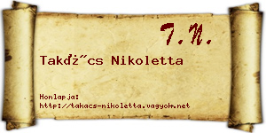 Takács Nikoletta névjegykártya